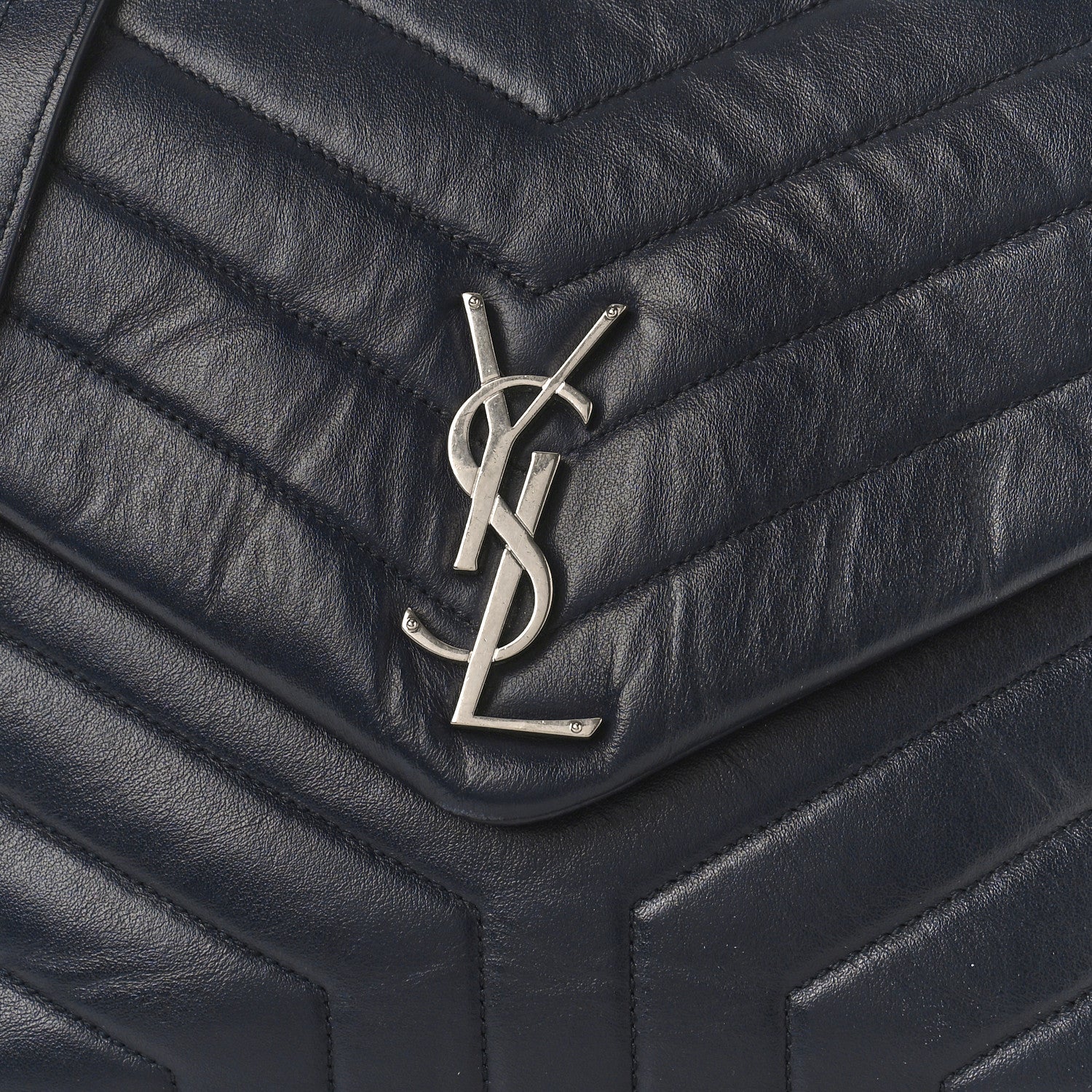Saint Laurent Calfskin Y Quilted Monogram Medium Loulou Chain Satchel Denim Blue 8 of 10