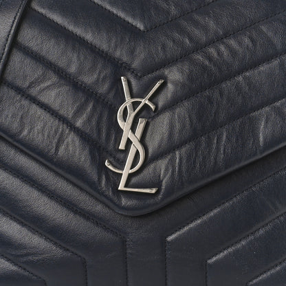 Saint Laurent Calfskin Y Quilted Monogram Medium Loulou Chain Satchel Denim Blue 8 of 10