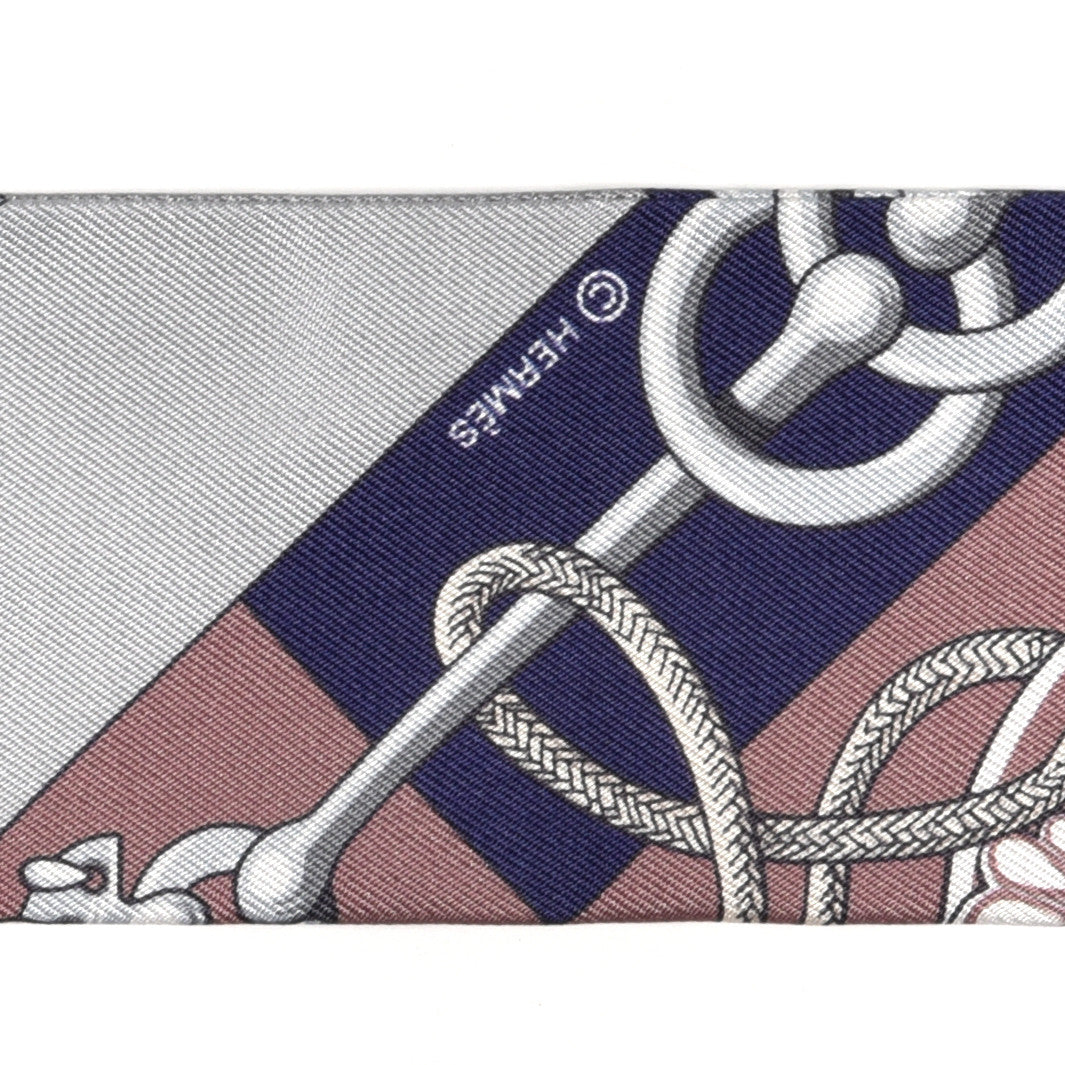 Hermes Silk Cliquetis Twilly Marine White Marron 3 of 4