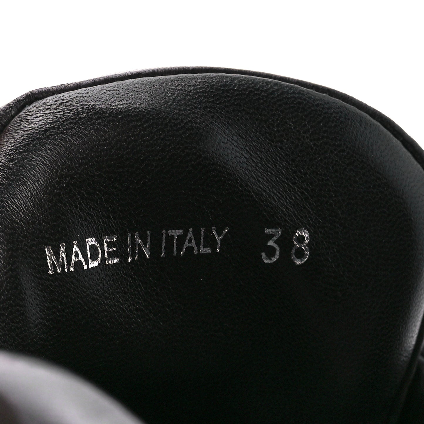 Nappa Soft Padded Metal Triangle Logo Lug Sole 20mm Mules 38 Black