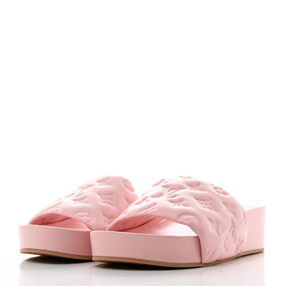 Louis Vuitton Lambskin Embossed Monogram Jumbo Flatform Mule Sandals 37.5 Rose Clair 3 of 8