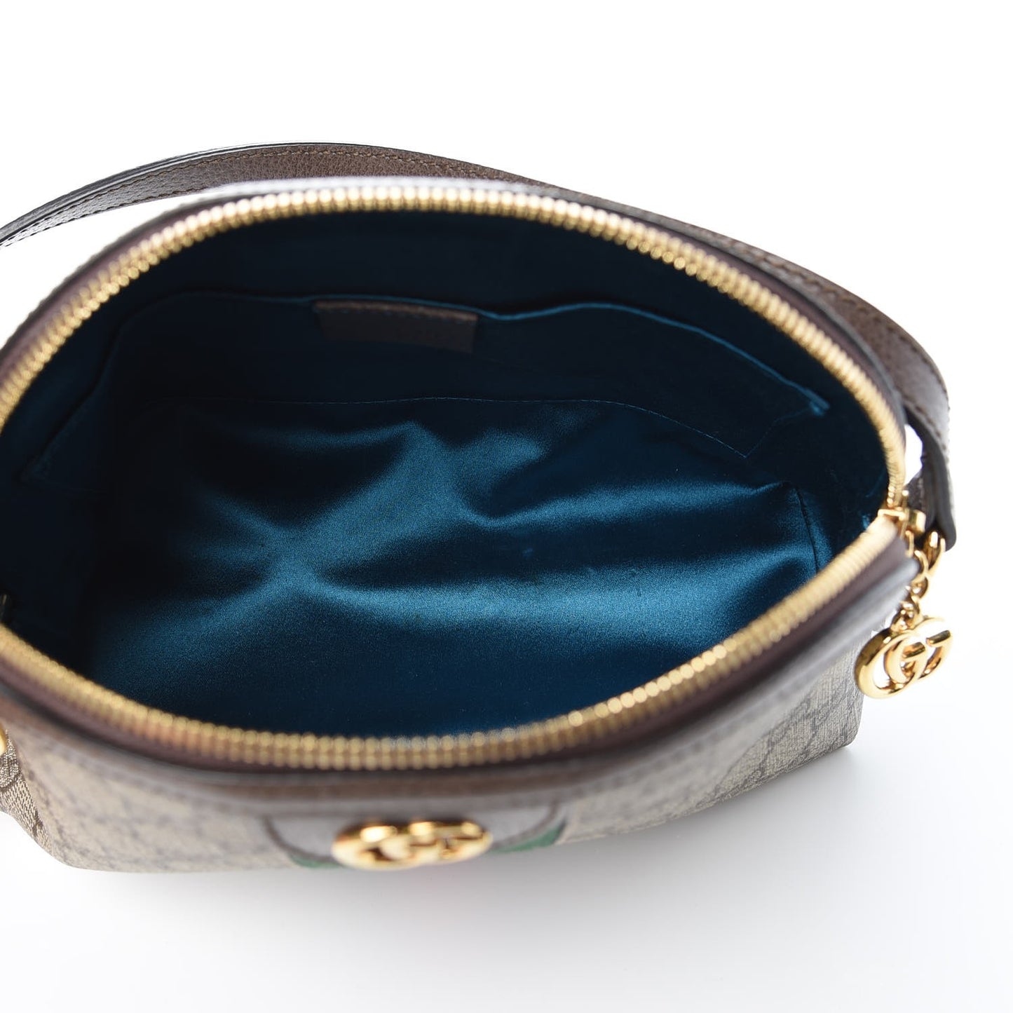 GG Supreme Monogram Textured Dollar Calfskin Web Small Ophidia Dome Shoulder Bag Beige Ebony New Acero