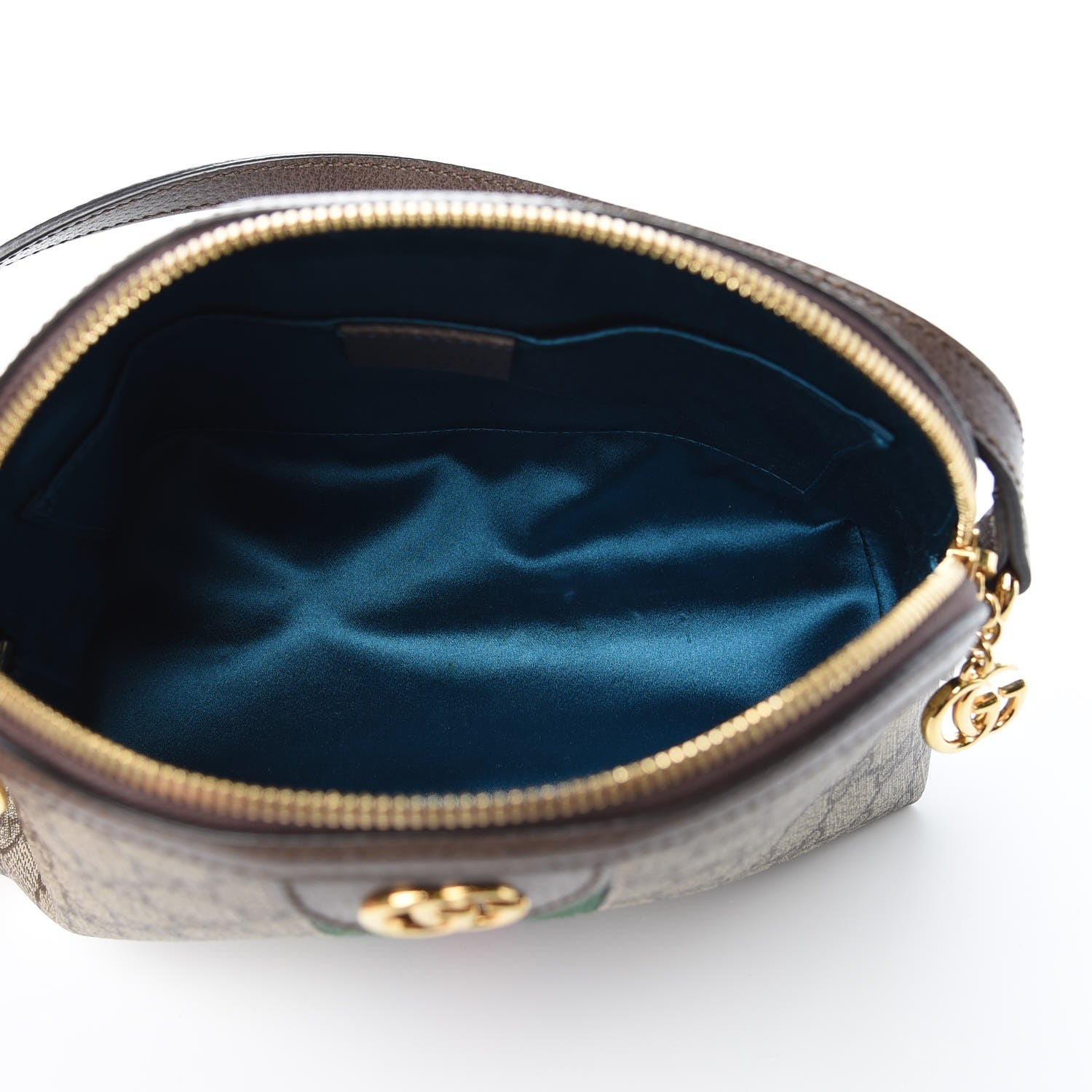 Gucci GG Supreme Monogram Textured Dollar Calfskin Web Small Ophidia Dome Shoulder Bag Beige Ebony New Acero 5 of 9