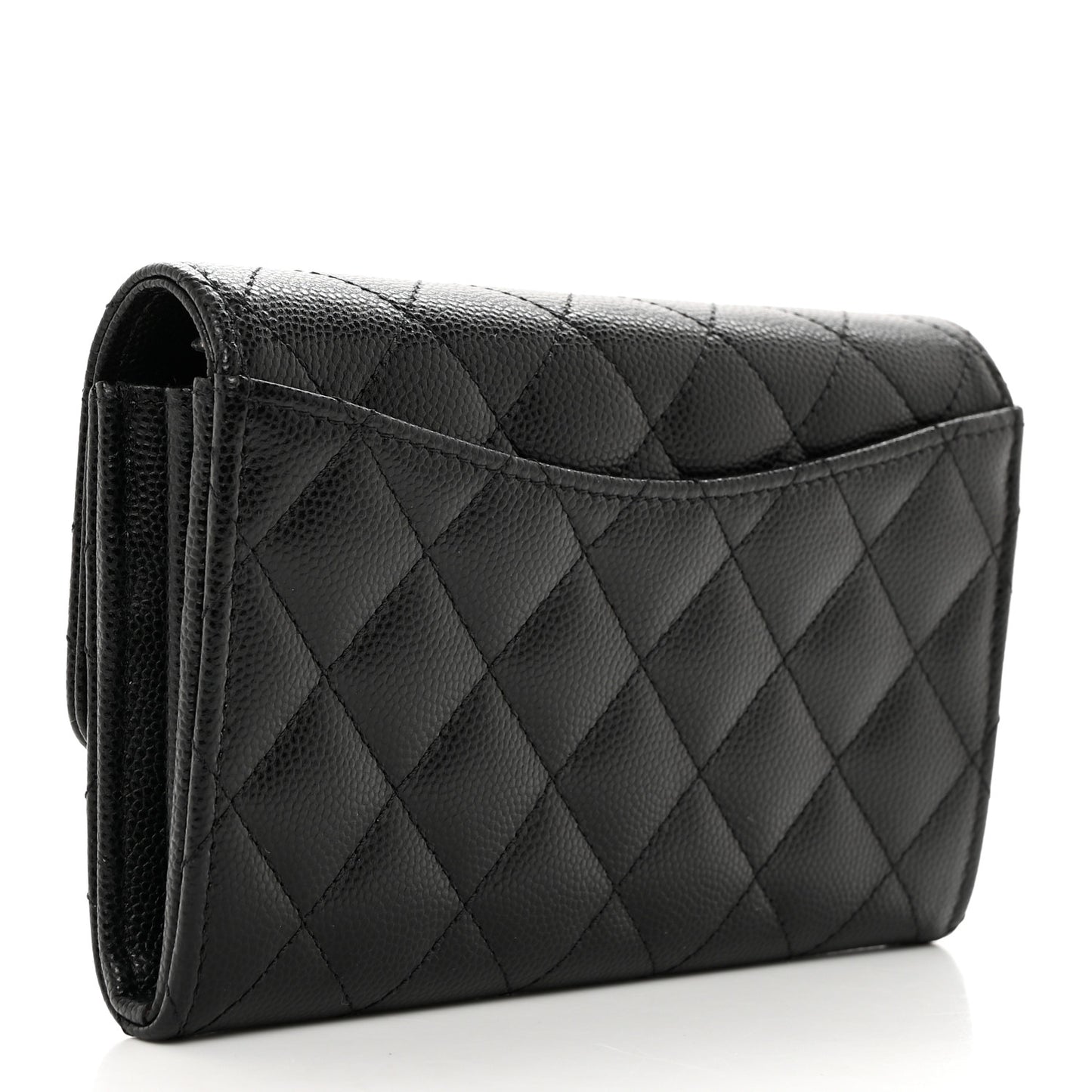 Caviar Quilted Medium Flap Wallet Black