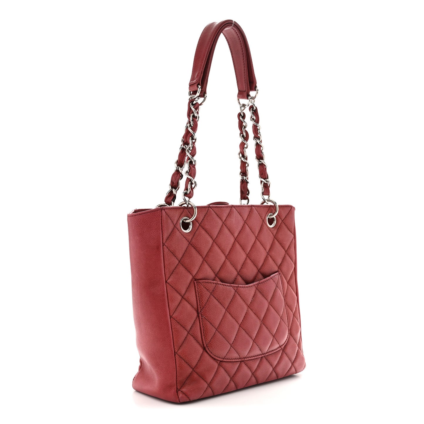 Caviar Quilted Petit Shopping Tote PST Red