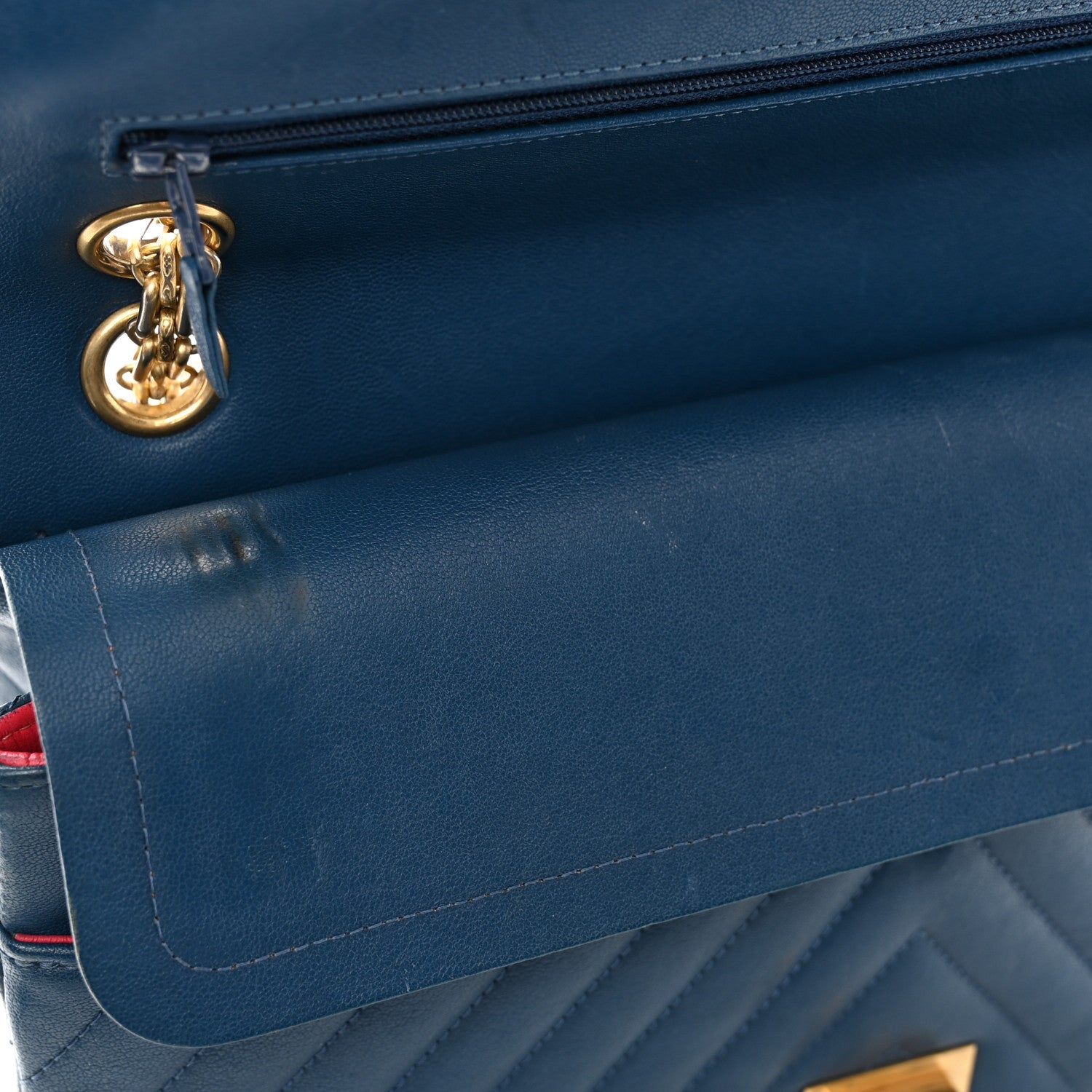Chanel Sheepskin Chevron Quilted 2.55 Reissue 226 Flap Navy Blue 11 of 13