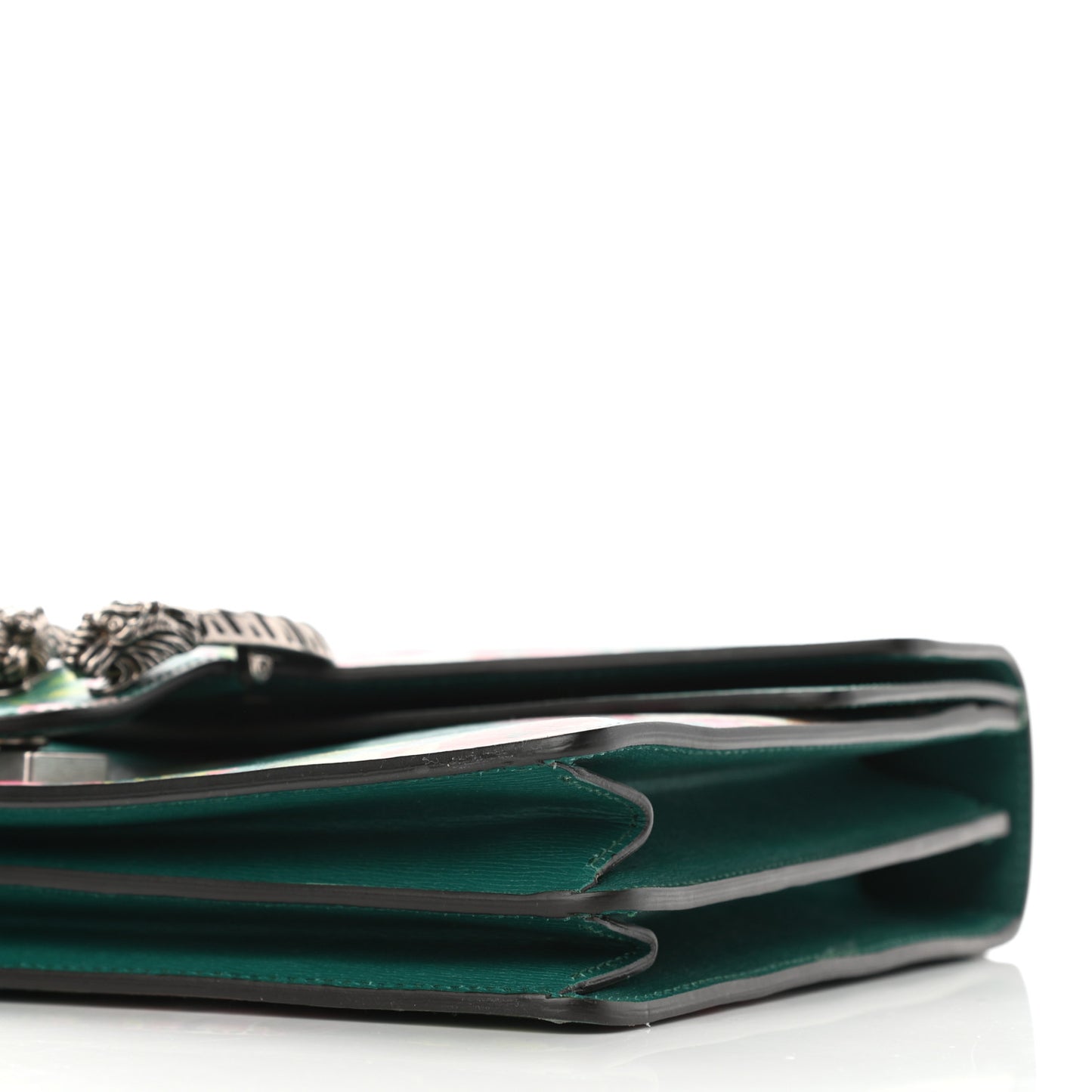 Calfskin Blooms Print Medium Dionysus Shoulder Bag Bright Emerald Multicolor