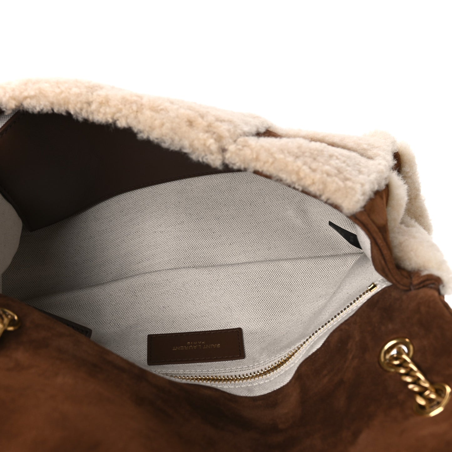 Suede Shearling Patchwork Monogram Medium Jamie Brown Beige