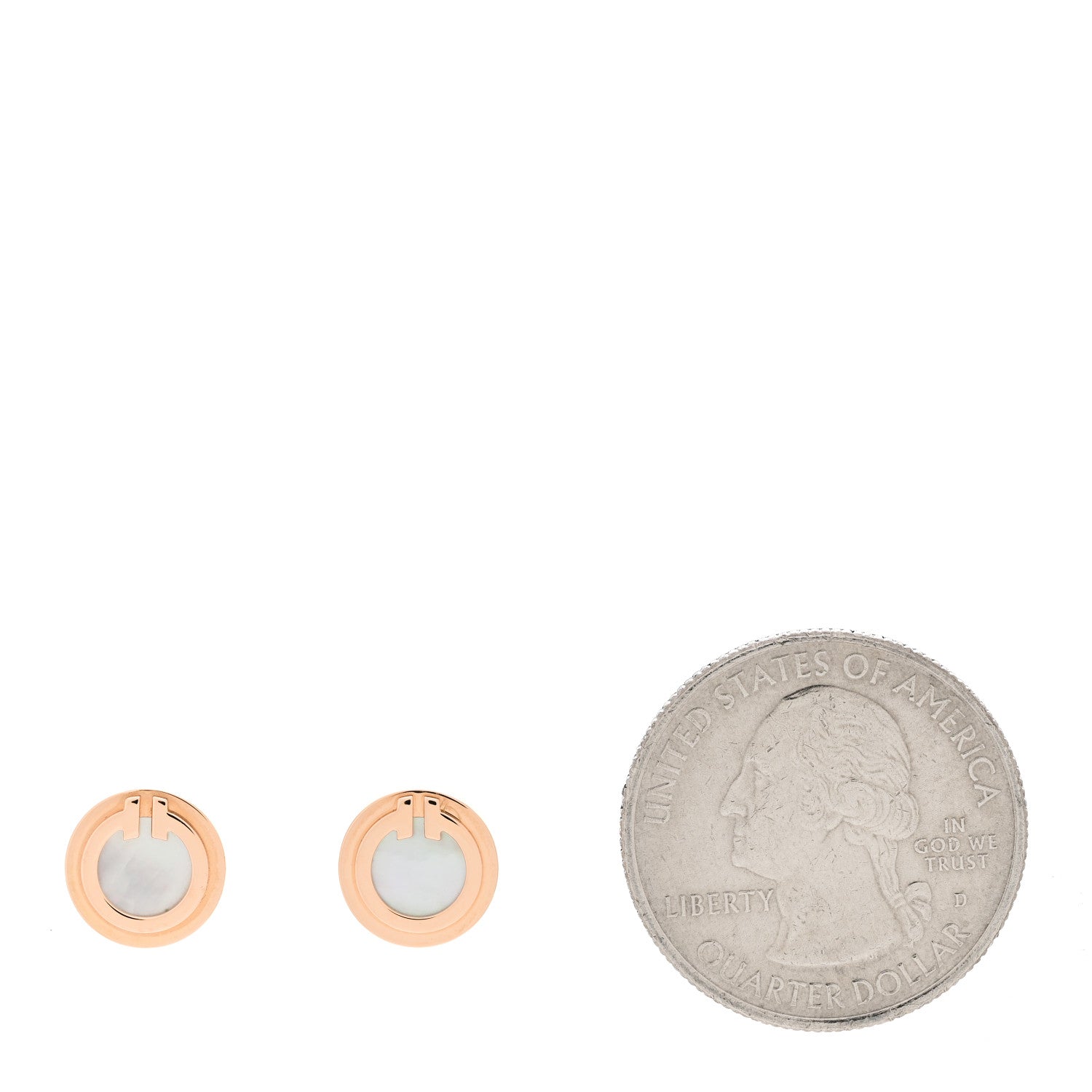 Tiffany 18K Rose Gold Mother of Pearl T Circle Earrings 2 of 6