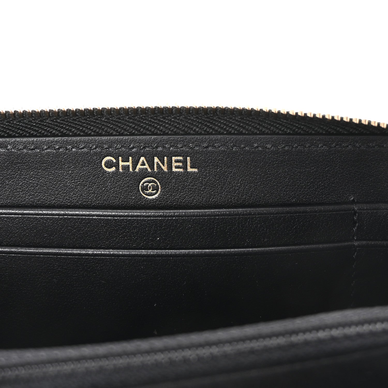 Chanel Caviar Quilted Filigree Zip Around Wallet Beige Black 6 of 9