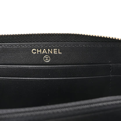 Chanel Caviar Quilted Filigree Zip Around Wallet Beige Black 6 of 9