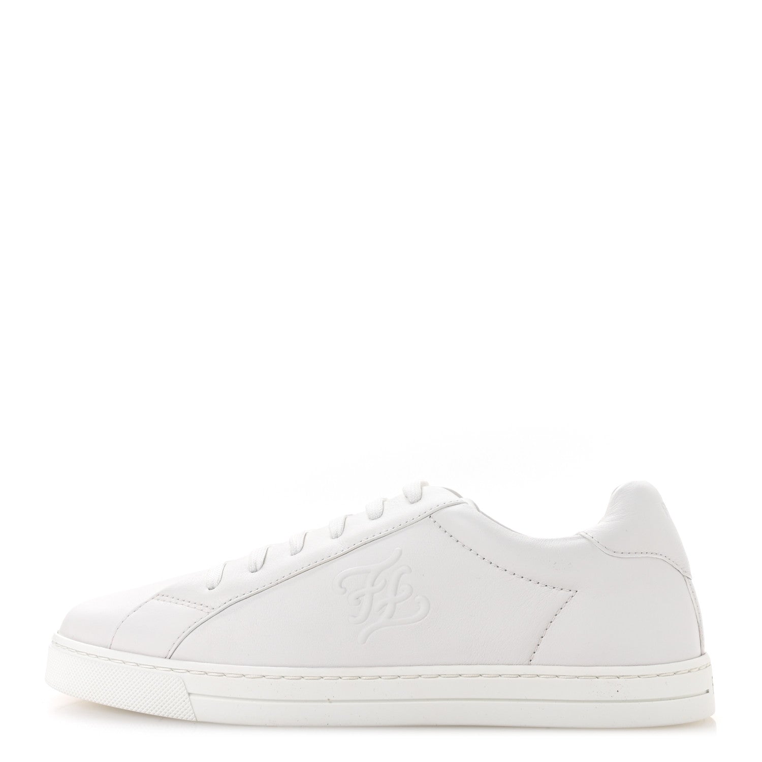 Fendi Vitello Karligraphy Embossed Low Top Sneakers 38.5 White 1 of 8