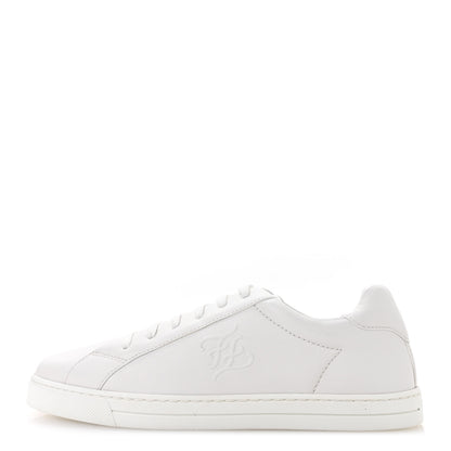 Fendi Vitello Karligraphy Embossed Low Top Sneakers 38.5 White 1 of 8