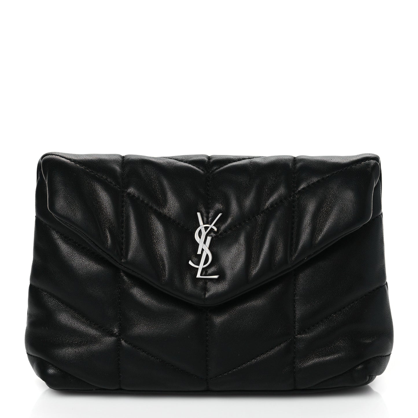 Lambskin Monogram Loulou Puffer Pouch Clutch Black