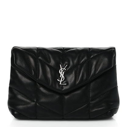 Saint Laurent Lambskin Monogram Loulou Puffer Pouch Clutch Black 1 of 11