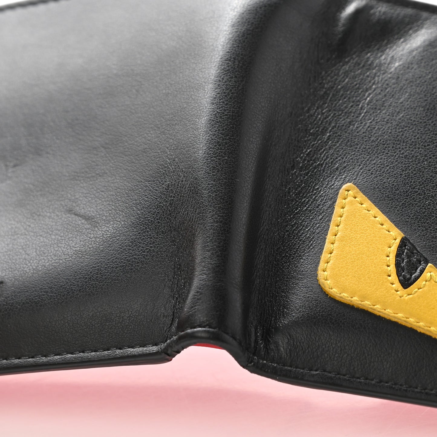Vitello Century Monster Eyes Inlay Bi-Fold Wallet Black Giallo Rosso