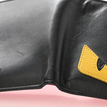 Fendi Vitello Century Monster Eyes Inlay Bi-Fold Wallet Black Giallo Rosso 14 of 14