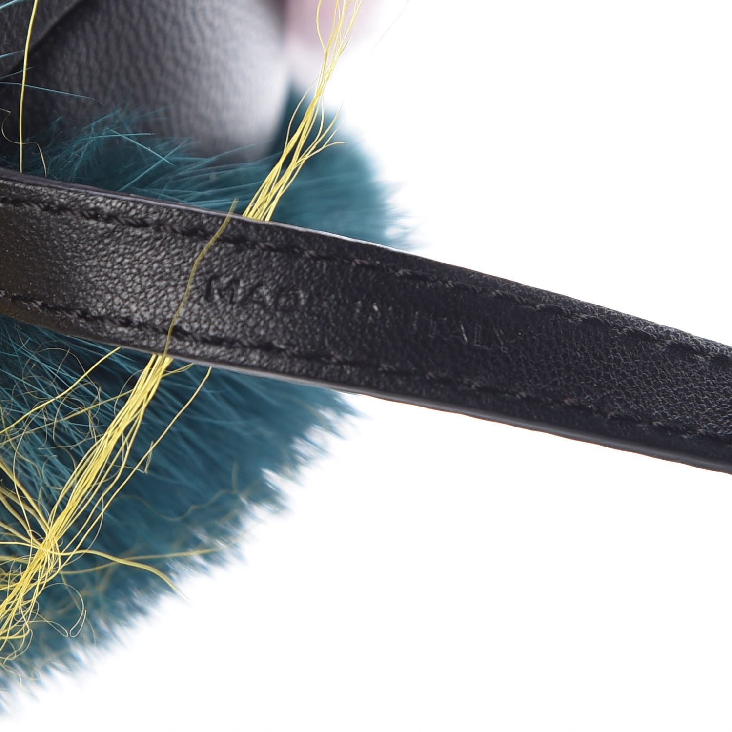 Fendi Mink Goat Fur QuTweet Jungle Bag Bug Charm Green Yellow Pink 4 of 5