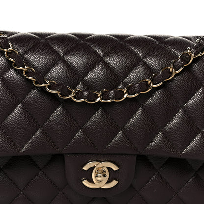 Chanel Caviar Quilted Medium Double Flap Dark Purple 9 of 11