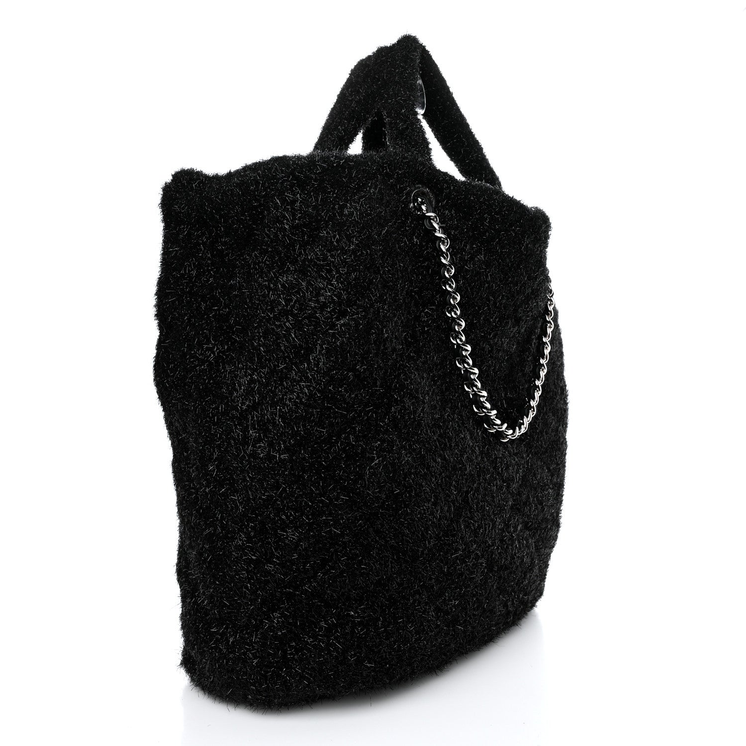 Chanel Knit Metallic Lambskin Large Shopping Tote Black 3 of 10