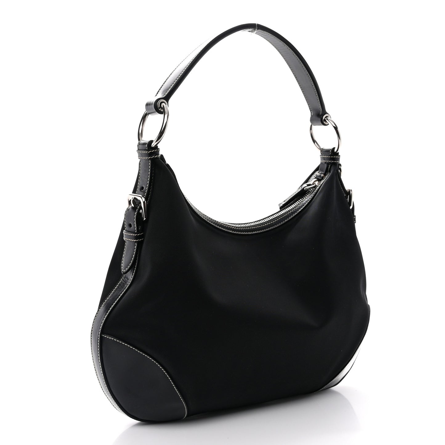 Tessuto Nylon Saffiano Hobo Black