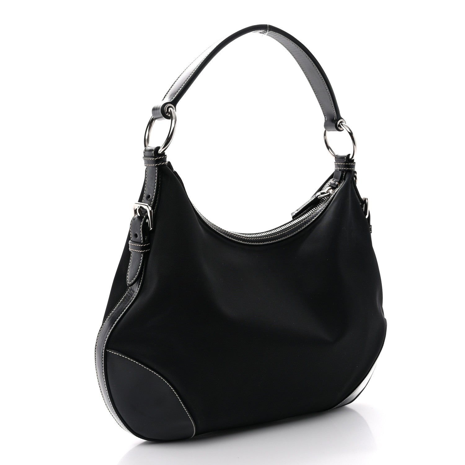 Prada Tessuto Nylon Saffiano Hobo Black 3 of 12