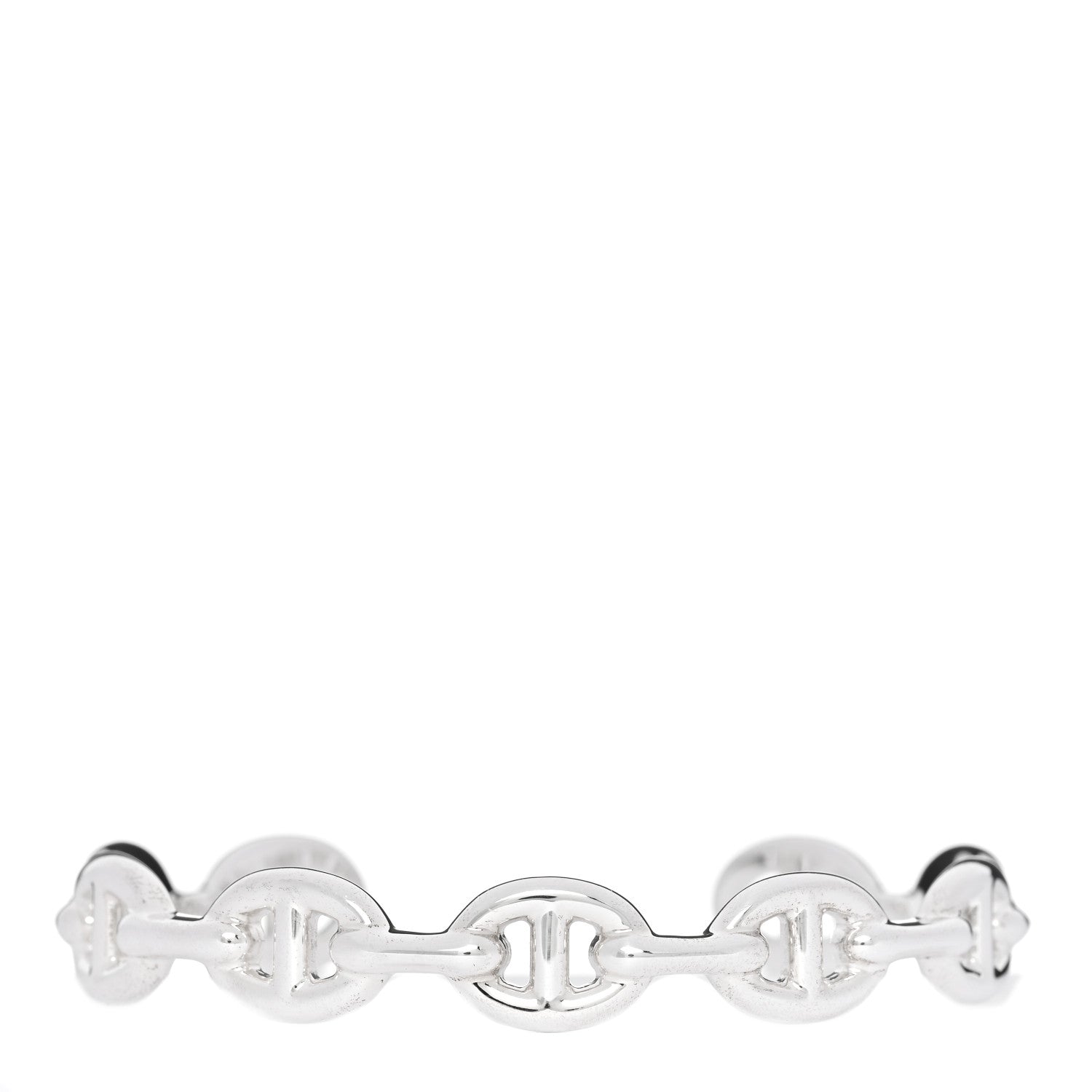 Hermes Sterling Silver MM Chaine d'Ancre Enchainee Cuff Bracelet LG 1 of 4