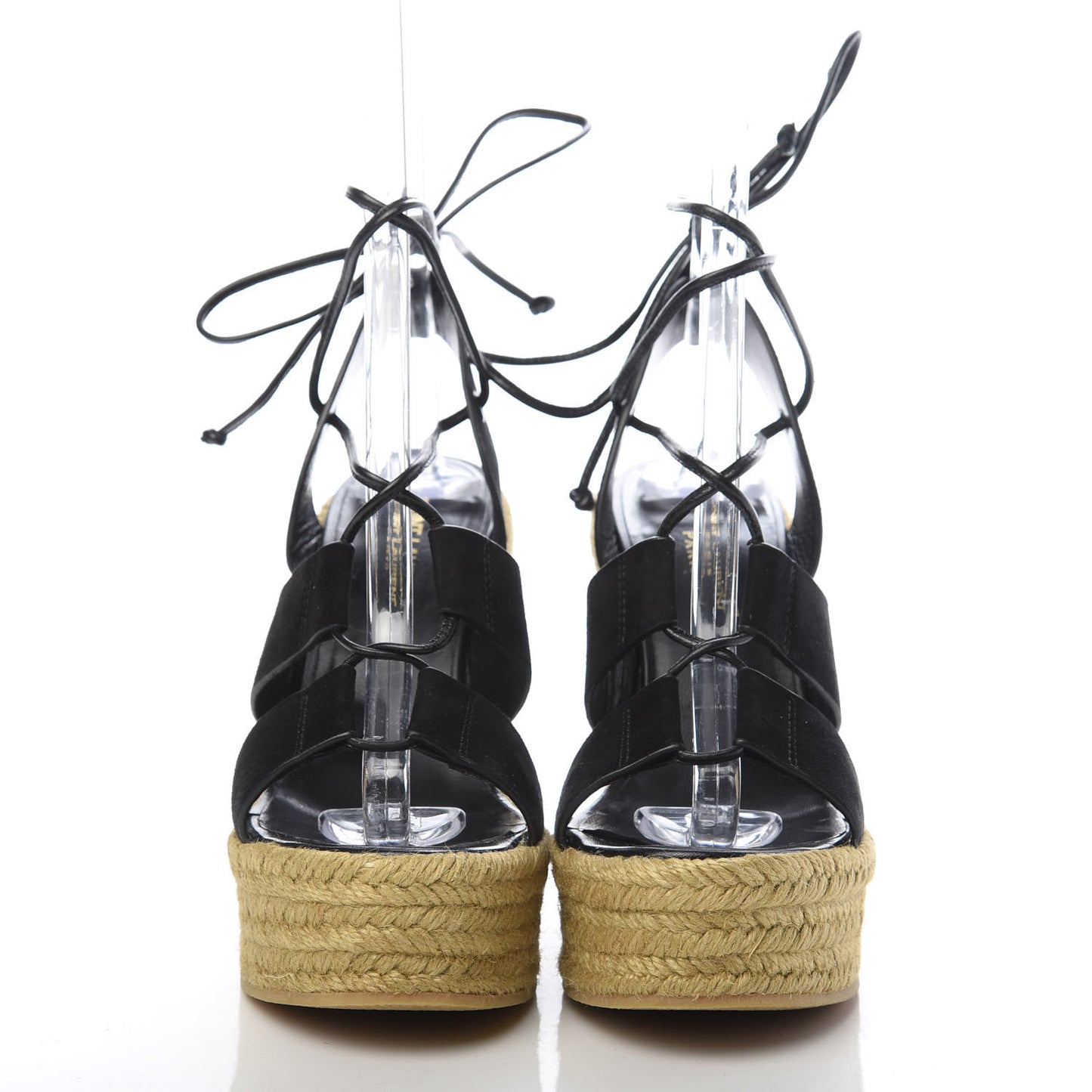 Suede Espadrille Lace-Up Wedges 37 Black