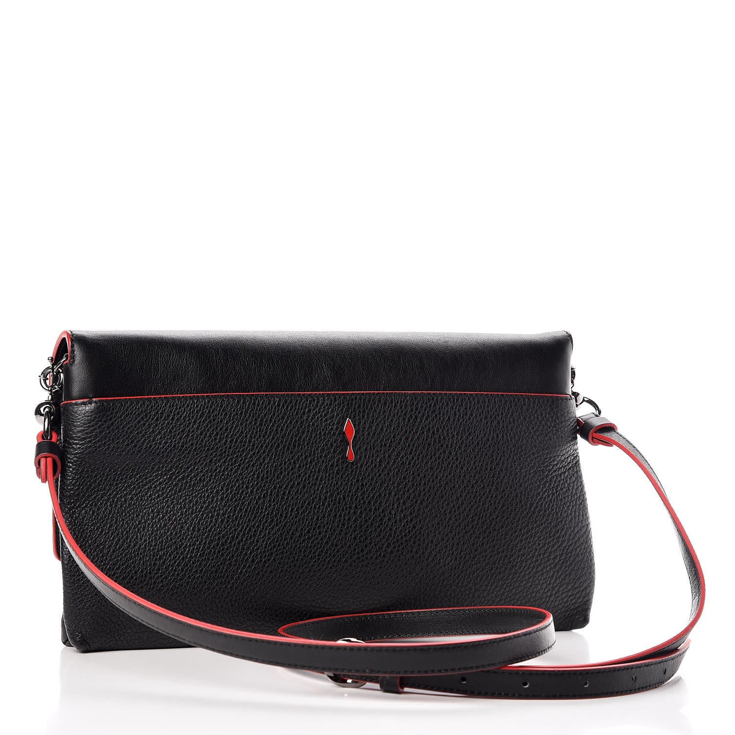 Christian Louboutin Calfskin Rougissime Flap Crossbody Clutch Black 4 of 10