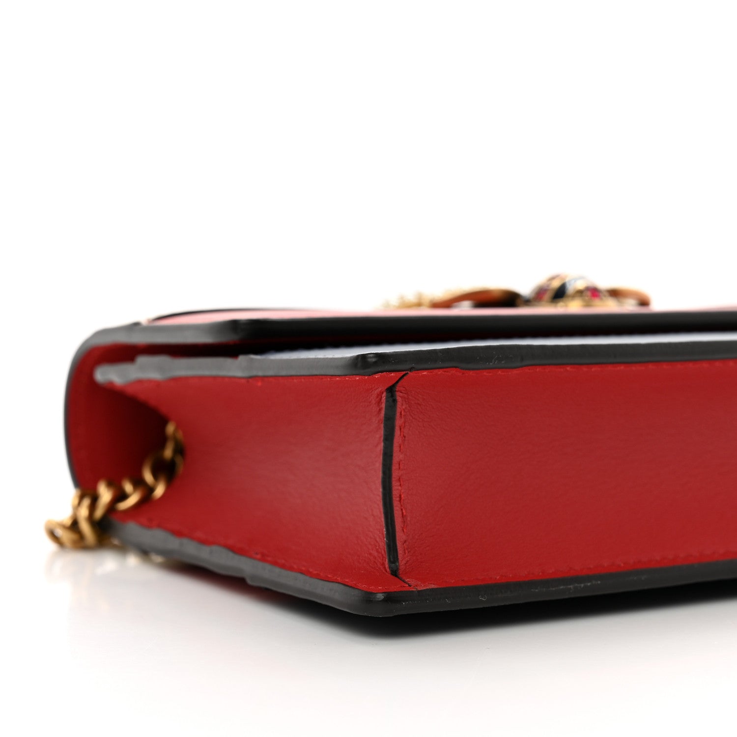 Gucci Calfskin Queen Margaret Chain Wallet Blue Agata Hibiscus Red Mystic White 8 of 9