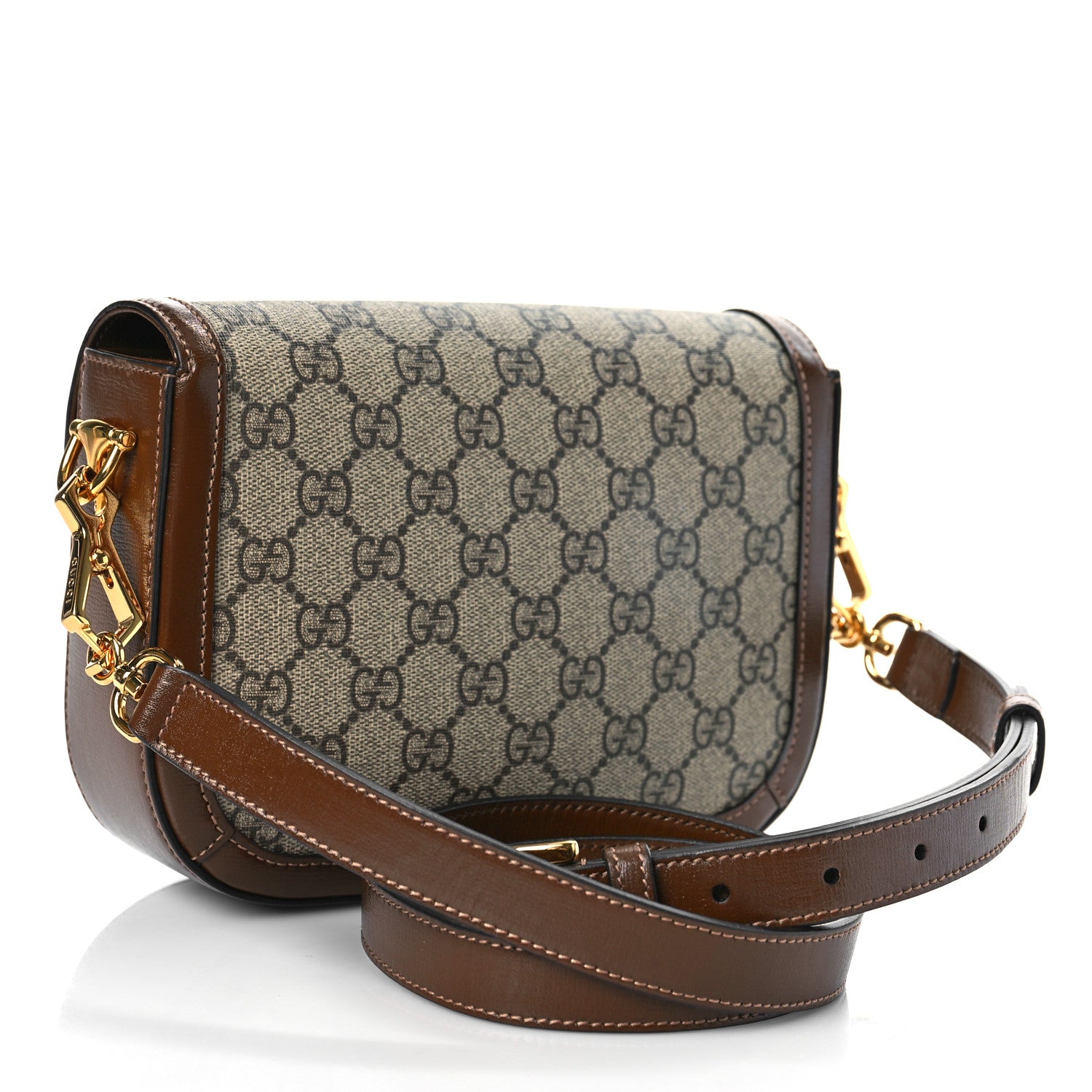 Gucci GG Supreme Monogram Web Mini Horsebit 1955 Shoulder Bag Beige Brown Sugar 3 of 11