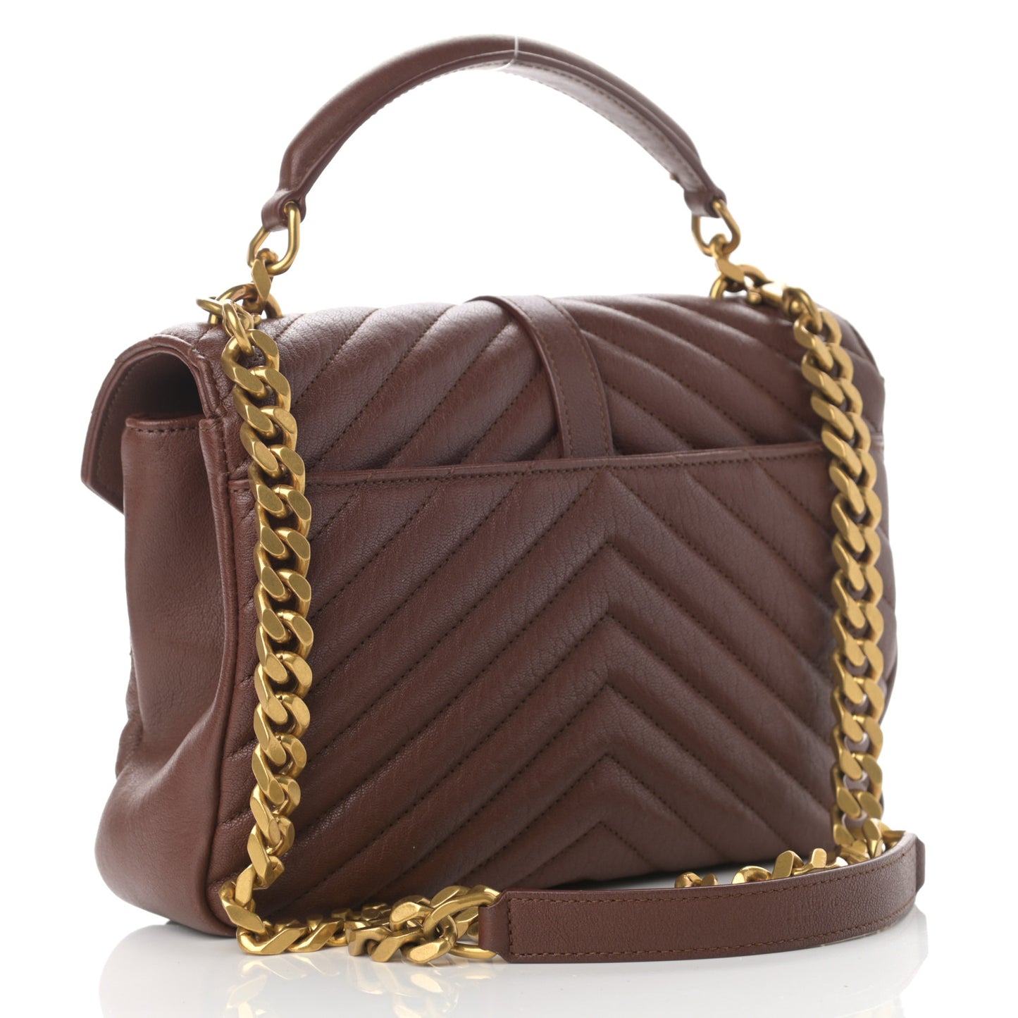 Calfskin Matelasse Chevron Monogram Medium College Bag Brick