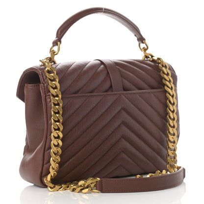 Saint Laurent Calfskin Matelasse Chevron Monogram Medium College Bag Brick 3 of 12