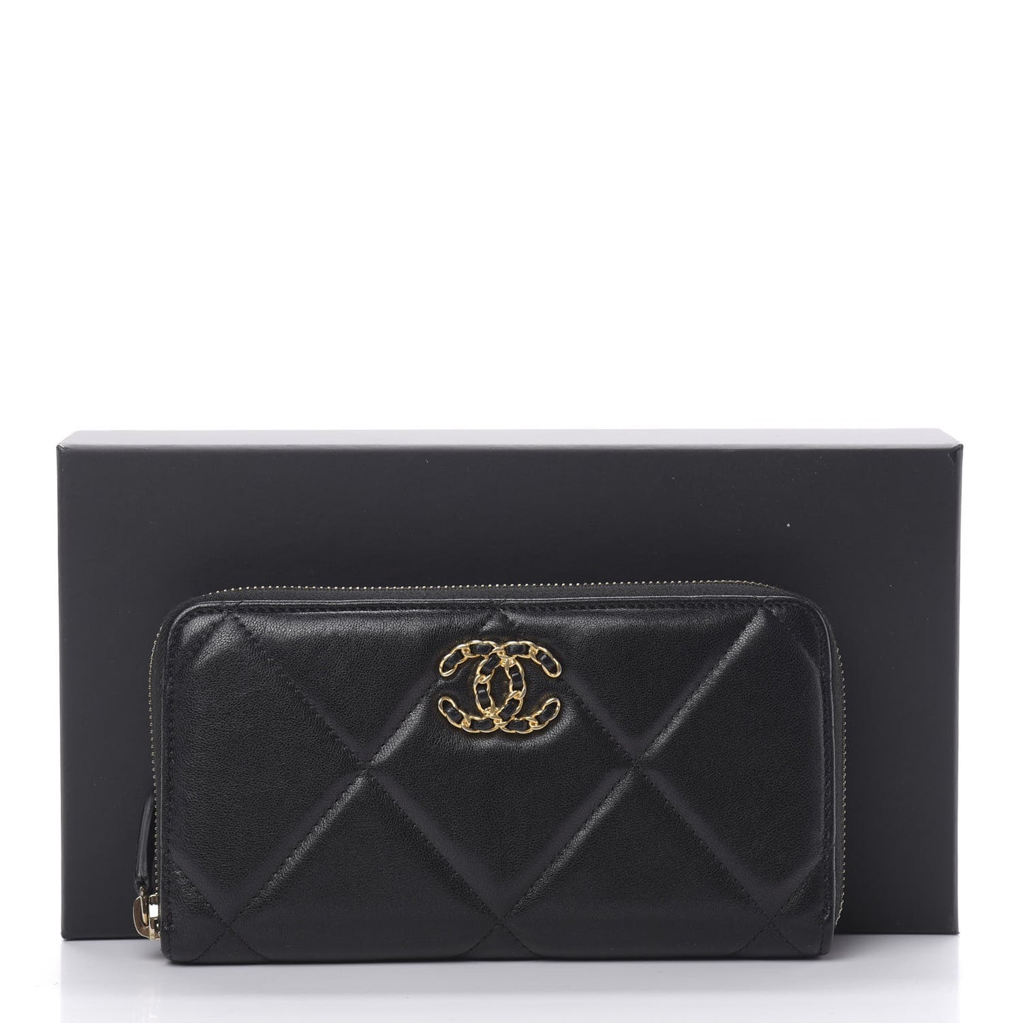 Lambskin Quilted 19 Zipped Wallet Black