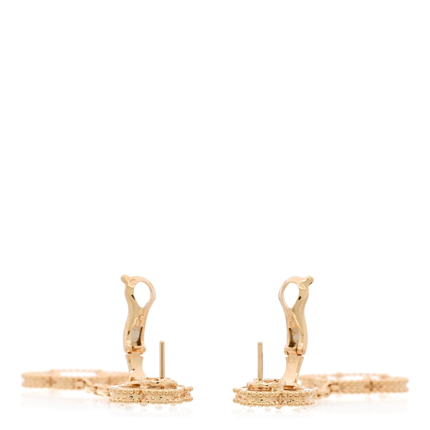 18K Yellow Gold Mother of Pearl 2 Motifs Magic Alhambra Earrings