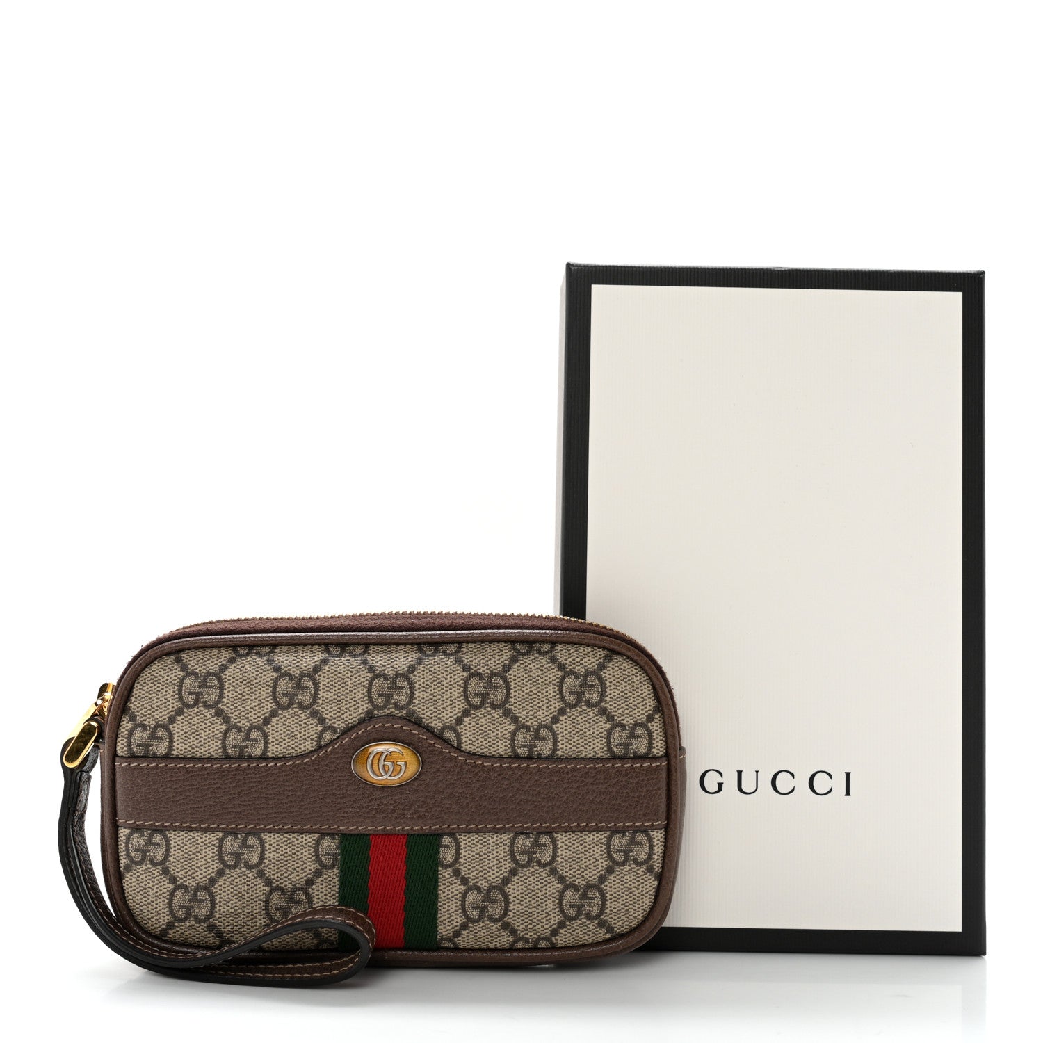 Gucci GG Supreme Monogram Ophidia Phone Case Wristlet Brown 10 of 10