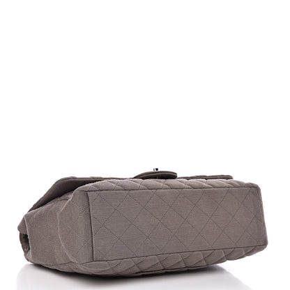 Chanel Jersey Quilted Maxi Single Flap Grey 4 of 10