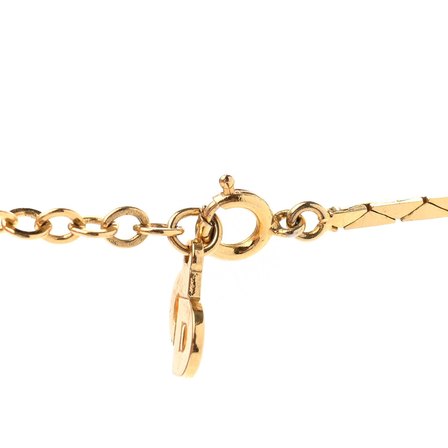 Christian Dior Crystal Chain Necklace Gold Blue 5 of 6