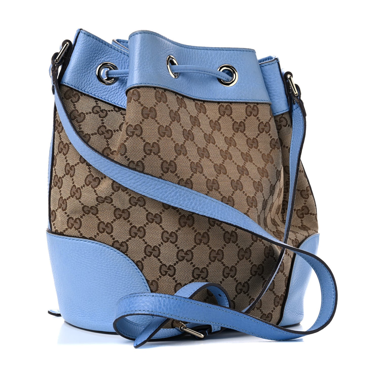 GG Monogram Calfskin Bucket Bag Blue