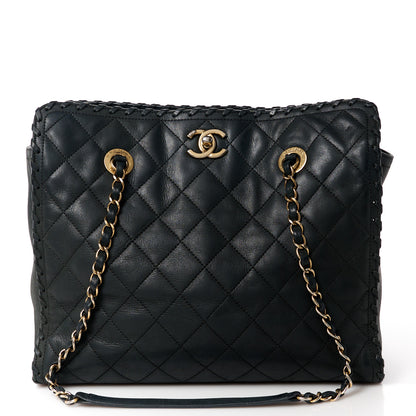 Chanel Iridescent Calfskin Quilted Happy Stitch Shopping Tote Black 1 of 11