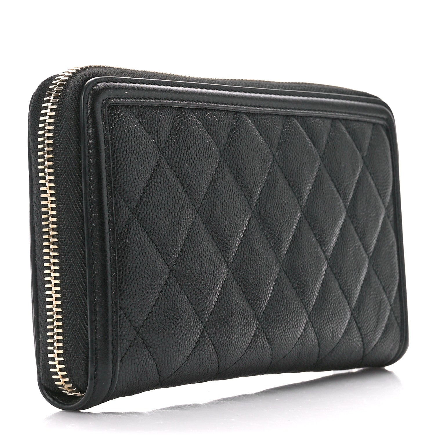 Chanel Caviar Quilted Filigree Zip Around Wallet Black 3 of 11