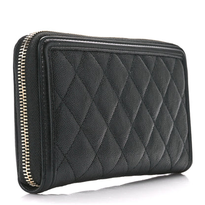 Chanel Caviar Quilted Filigree Zip Around Wallet Black 3 of 11