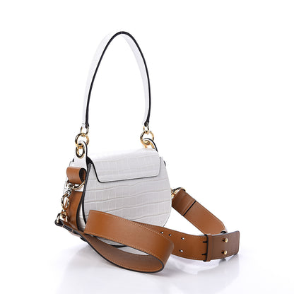 Chloe Calfskin Crocodile Embossed Small Tess Bag Brilliant White 2 of 7