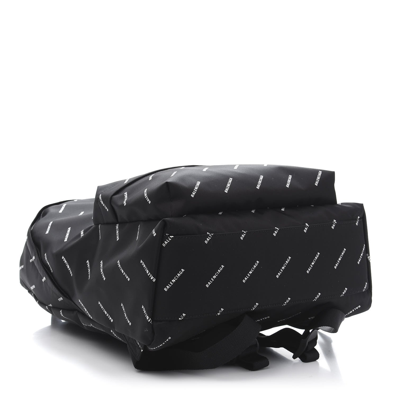 Balenciaga Twill Nylon Allover Logo Print Explorer Backpack Black White 3 of 8