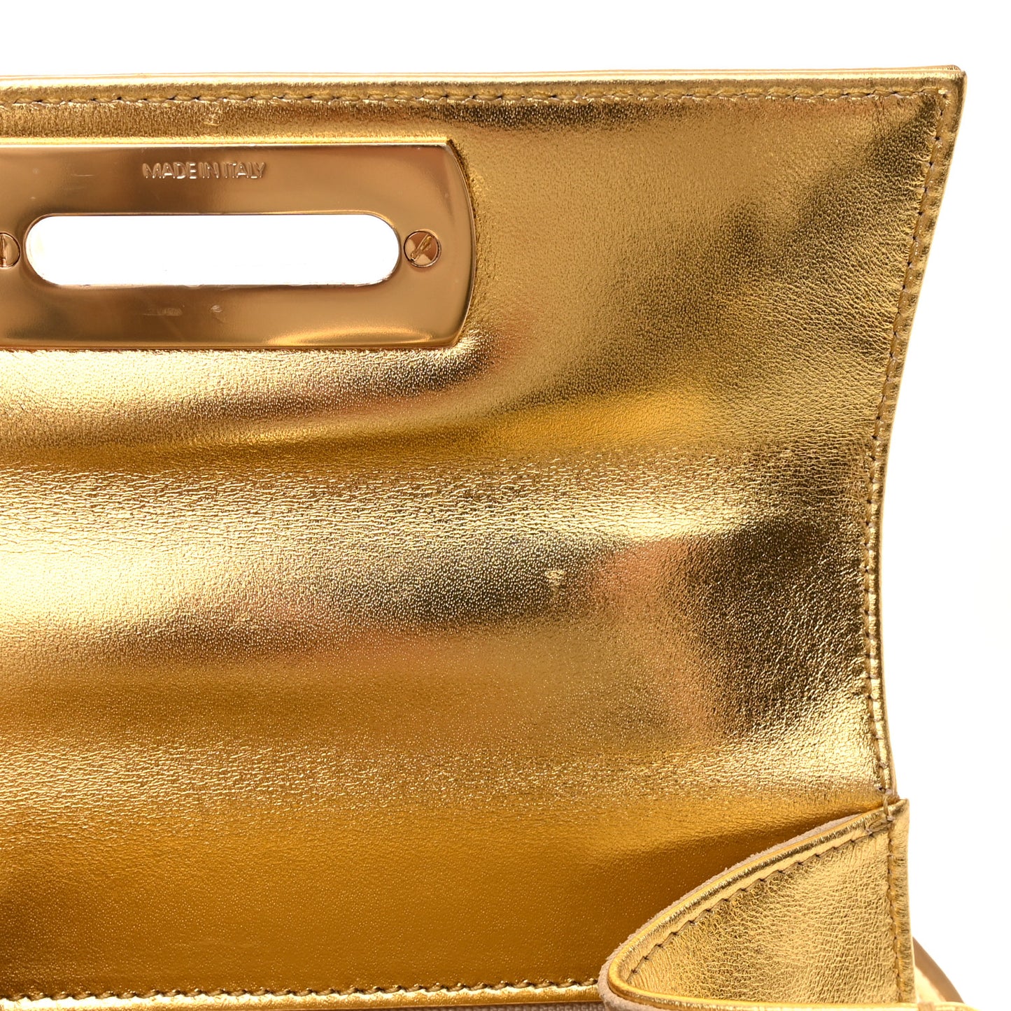 Metallic Calfskin Small Iconic Top Handle Bag Gold
