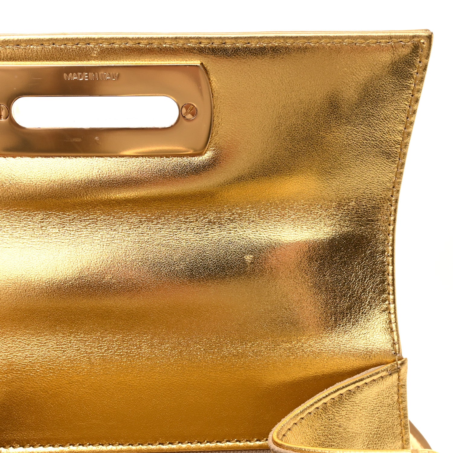 Salvatore Ferragamo Metallic Calfskin Small Iconic Top Handle Bag Gold 12 of 13