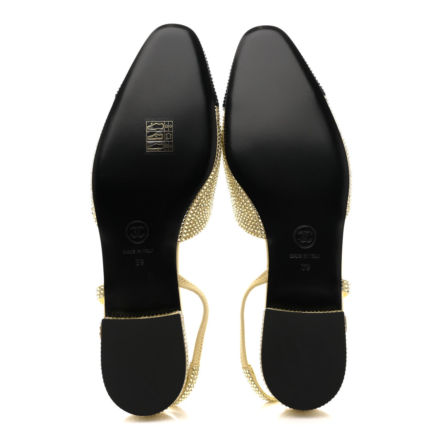 Strass Grosgrain Cap Toe CC Slingback Flats 39 Yellow Black