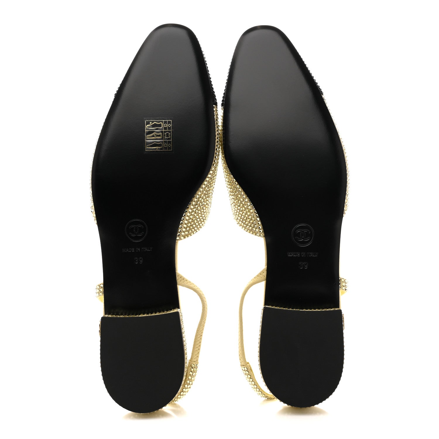 Chanel Strass Grosgrain Cap Toe CC Slingback Flats 39 Yellow Black 6 of 10