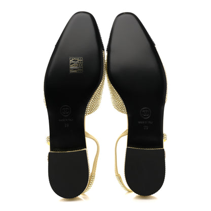 Chanel Strass Grosgrain Cap Toe CC Slingback Flats 39 Yellow Black 6 of 10