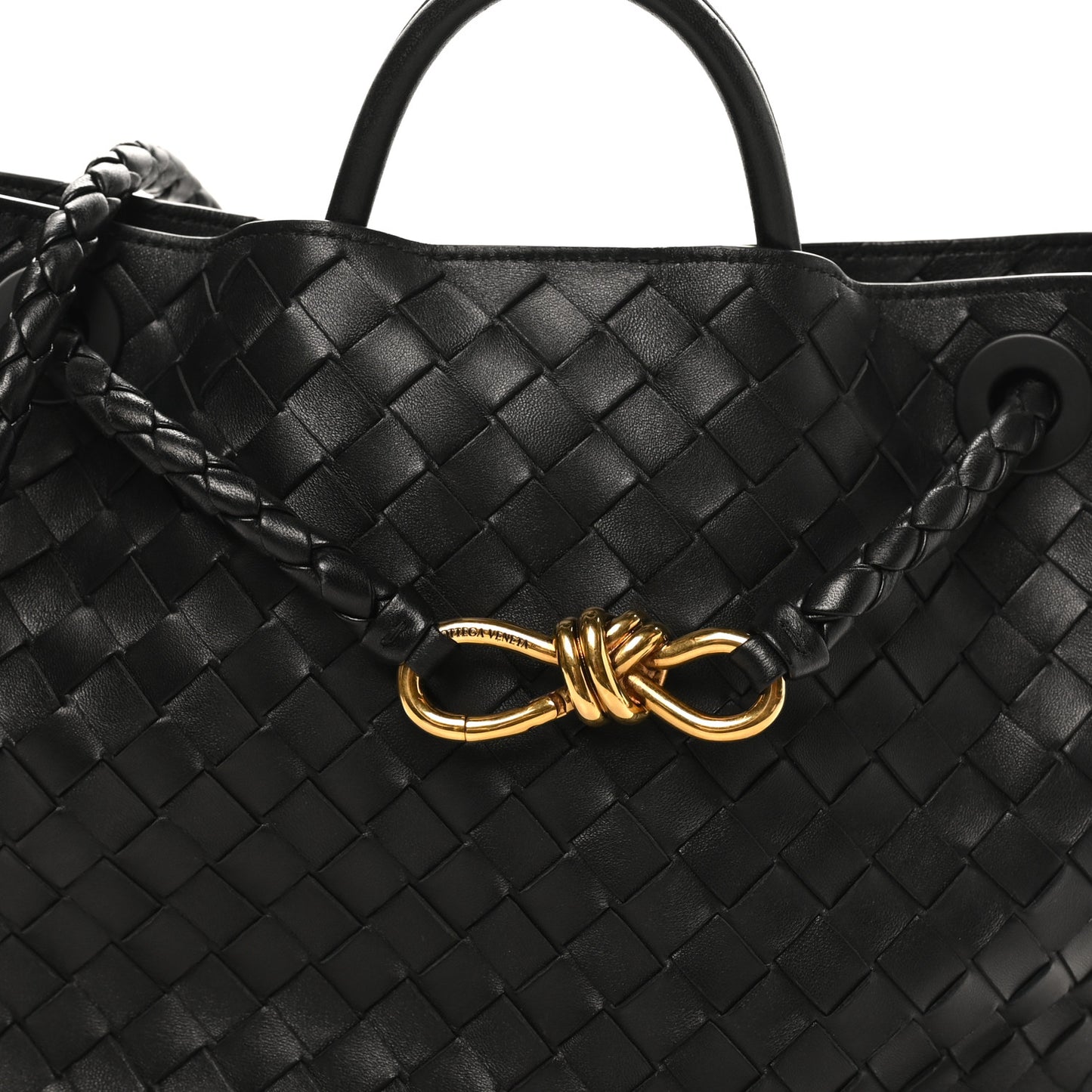 Nappa Intrecciato Medium Andiamo Shoulder Bag Black